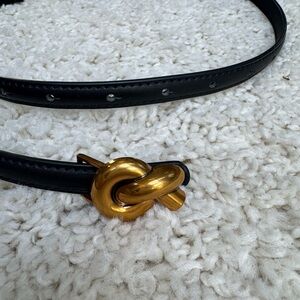 Bottega Venetta Inspired Elegant Black and Gold Knot Belt